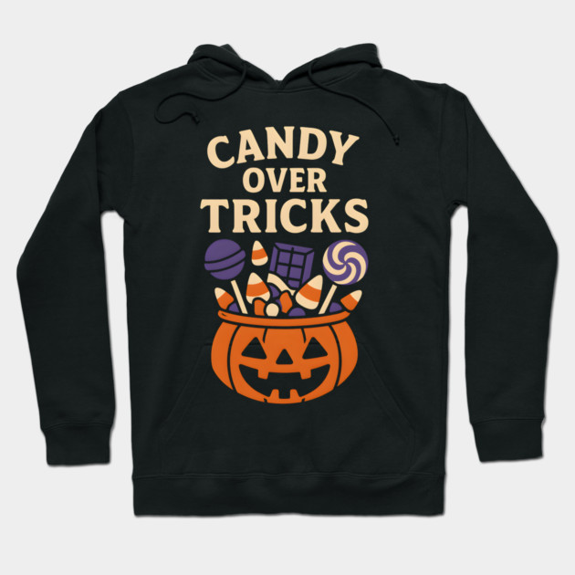 Candy Over Tricks Halloween Pumpkin Candy Graphic Hoodie by MakerMind8.2