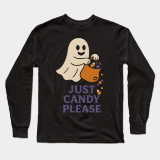 Just Candy Please Halloween Ghost Graphic Long Sleeve T-Shirt