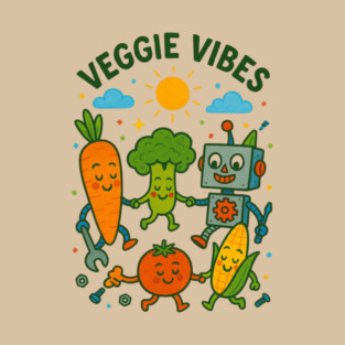 Happy Veggie Squad – Cute Dancing Vegetables T-Shirt