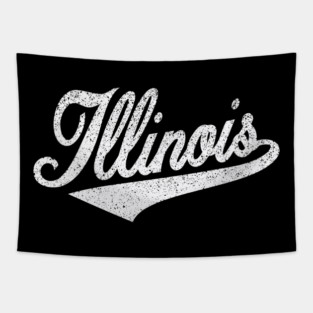 Vintage Illinois IL Throwback Athletic Classic Sports Tapestry