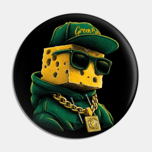 Green Bay Packers Mascot Cheesehead M5638 Pin