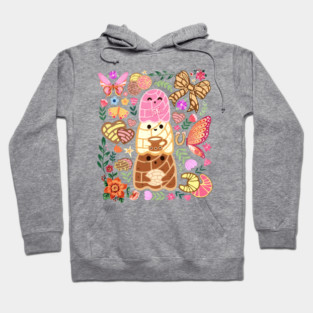 Cute Concha Trio with Flowers and Butterflies Hoodie