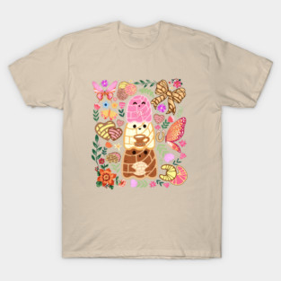 Cute Concha Trio with Flowers and Butterflies T-Shirt