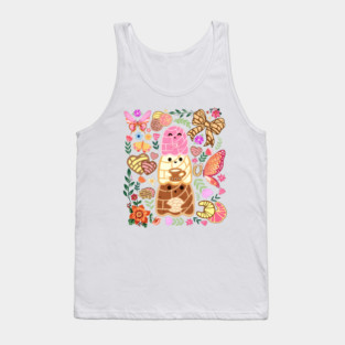 Cute Concha Trio with Flowers and Butterflies Tank Top