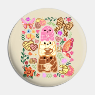 Cute Concha Trio with Flowers and Butterflies Pin