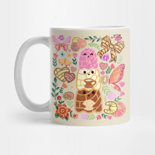 Cute Concha Trio with Flowers and Butterflies Mug