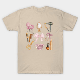 Hair Stylist Tools Watercolor Pink Bow T-Shirt