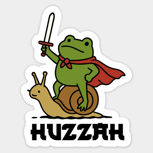 Frog Knight Huzzah Sticker by The WYLD Tribe