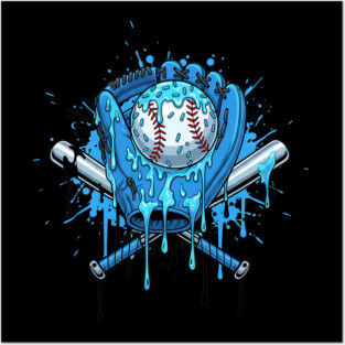 Baseball Drip For Boys Ice Cream Drip Youth Boys Baseball Posters and Art