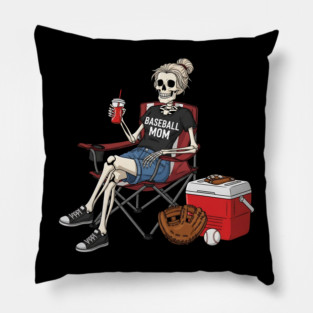 Baseball Mom Skeleton Halloween Baseball Game Day Mother Day Pillow