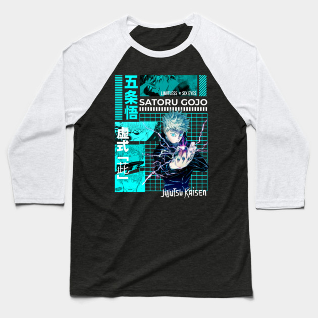 Jujutsu Kaisen Gojo Hollow Purple Attack Baseball T-Shirt by Otaku Vibes
