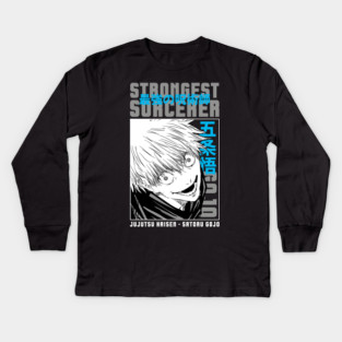 Jujutsu Kaisen Gojo Blue Glow Aura Art Kids Long Sleeve T-Shirt
