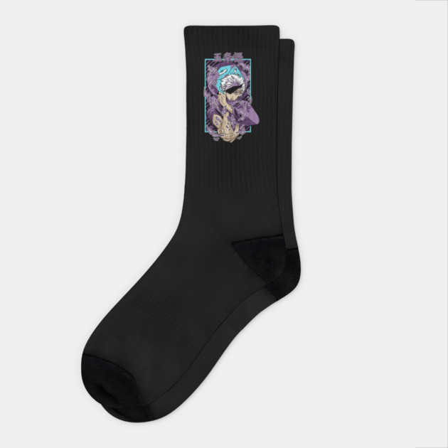 Jujutsu Kaisen Gojo With Blindfold Cool Pose Socks by Otaku Vibes