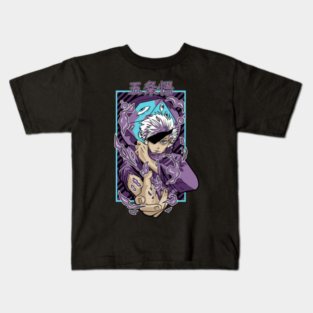 Jujutsu Kaisen Gojo With Blindfold Cool Pose Kids T-Shirt by Otaku Vibes