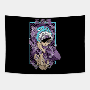 Jujutsu Kaisen Gojo With Blindfold Cool Pose Tapestry