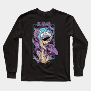 Jujutsu Kaisen Gojo With Blindfold Cool Pose Long Sleeve T-Shirt