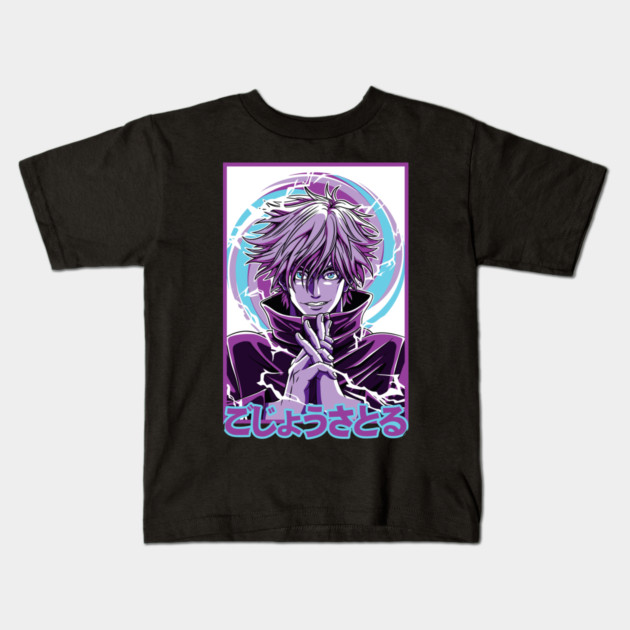 Jujutsu Kaisen Gojo Close-Up Power Stare Kids T-Shirt by Otaku Vibes