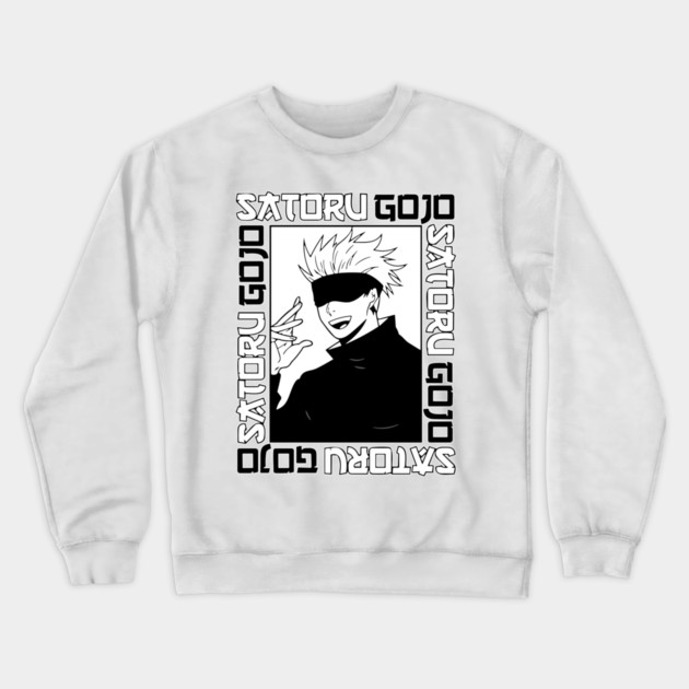 Jujutsu Kaisen Gojo Anime Black and White Crewneck Sweatshirt by Otaku Vibes