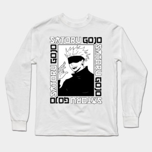 Jujutsu Kaisen Gojo Anime Black and White Long Sleeve T-Shirt