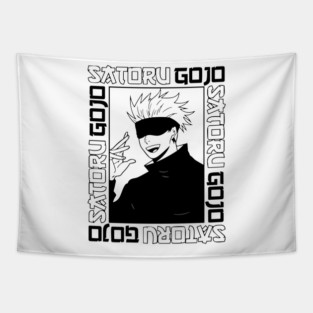 Jujutsu Kaisen Gojo Anime Black and White Tapestry