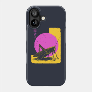 Bold Grasshopper Japanese Art | Pink & Yellow Insect Ukiyo-e Style Phone Case