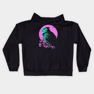 Wise Owl Japanese Art | Teal & Pink Night Ukiyo-e Style Kids Hoodie