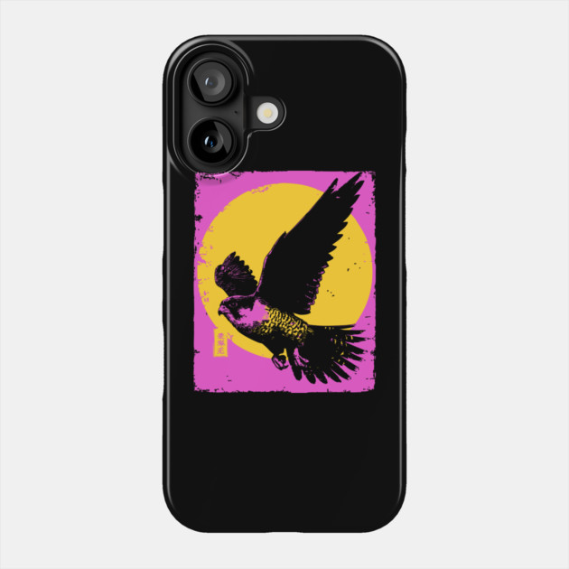 Soaring Hawk Japanese Art | Yellow Sun Ukiyo-e Style Phone Case by TuncGK