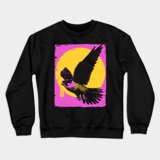 Soaring Hawk Japanese Art | Yellow Sun Ukiyo-e Style Crewneck Sweatshirt