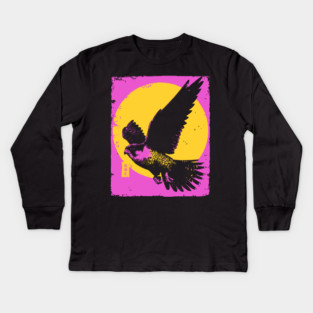 Soaring Hawk Japanese Art | Yellow Sun Ukiyo-e Style Kids Long Sleeve T-Shirt