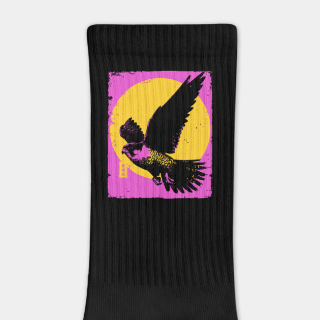 Soaring Hawk Japanese Art | Yellow Sun Ukiyo-e Style by TuncGK