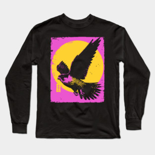 Soaring Hawk Japanese Art | Yellow Sun Ukiyo-e Style Long Sleeve T-Shirt