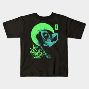 Curious Lemur Japanese Art | Teal & Green Jungle Ukiyo-e Style Kids T-Shirt
