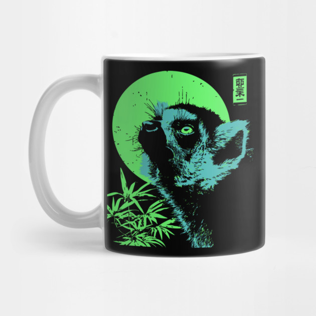 Curious Lemur Japanese Art | Teal & Green Jungle Ukiyo-e Style by TuncGK