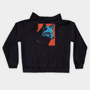 Sly Fox Japanese Art | Blue & Red Ukiyo-e Style Kids Hoodie