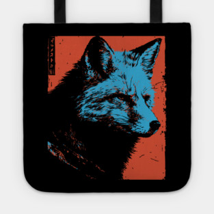 Sly Fox Japanese Art | Blue & Red Ukiyo-e Style Tote