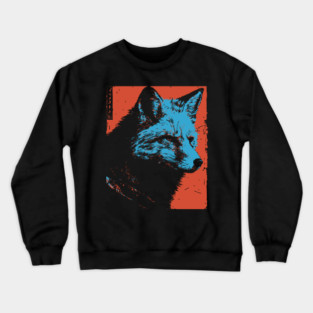 Sly Fox Japanese Art | Blue & Red Ukiyo-e Style Crewneck Sweatshirt