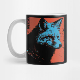 Sly Fox Japanese Art | Blue & Red Ukiyo-e Style Mug