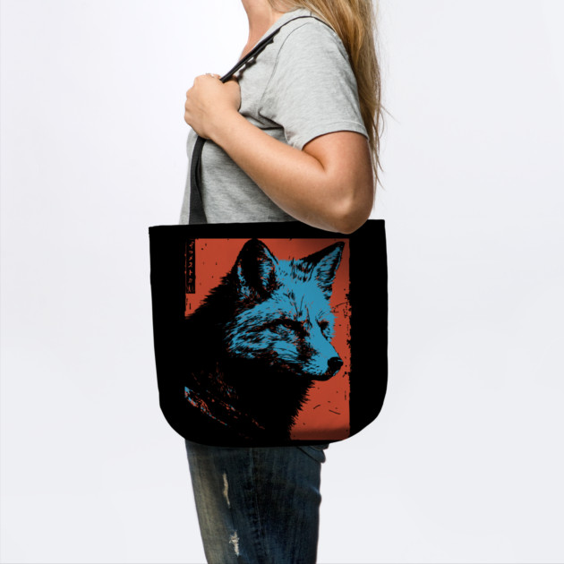Sly Fox Japanese Art | Blue & Red Ukiyo-e Style by TuncGK
