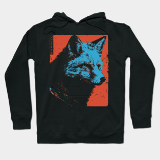 Sly Fox Japanese Art | Blue & Red Ukiyo-e Style Hoodie