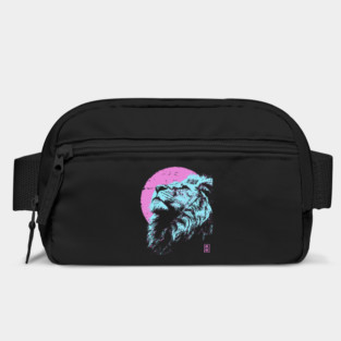 Regal Lion Head Japanese Art | Blue & Pink Ukiyo-e Style Bag
