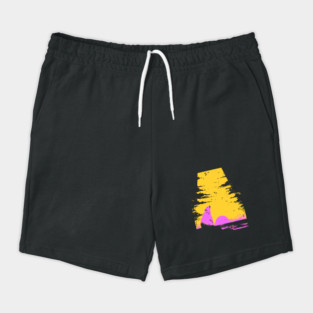 Arctic Sunset Landscape Japanese Art | Retro Polar Bear Silhouette Ukiyo-e Style Shorts