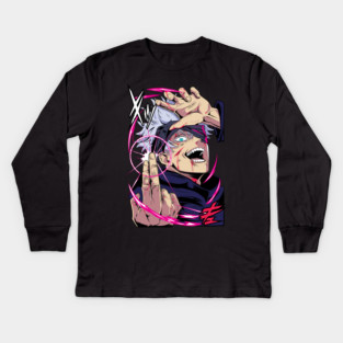 Jujutsu Kaisen Gojo Hollow Purple Attack Kids Long Sleeve T-Shirt