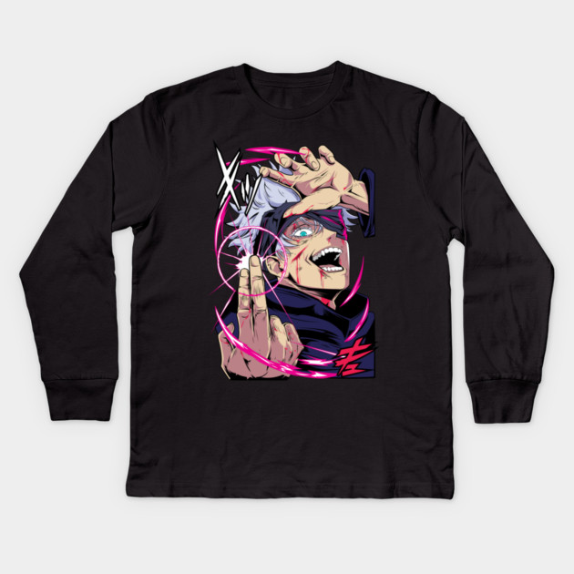 Jujutsu Kaisen Gojo Hollow Purple Attack Kids Long Sleeve T-Shirt by Otaku Vibes