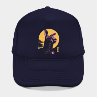 Bounding Kangaroo Japanese Art | Pink & Orange Ukiyo-e Style Hat