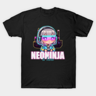 Kawaii Cyber Punk Chibi Gamer – Neoninja Anime Style T-Shirt
