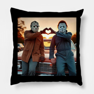 jason voorhees and Michael Myers Halloween Heart Hands, Myers Thriller Friday the 13th Horror Pillow