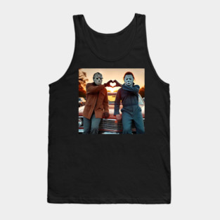 jason voorhees and Michael Myers Halloween Heart Hands, Myers Thriller Friday the 13th Horror Tank Top