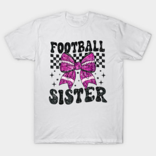 Coquette Bow American Football Sister Game Day Thanksgiving T-Shirt