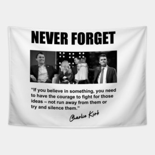 Charlie Kirk tribute 2 black FRONT DESIGN Tapestry