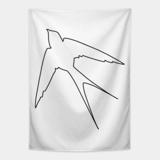 sparrow. lineart (black) Tapestry